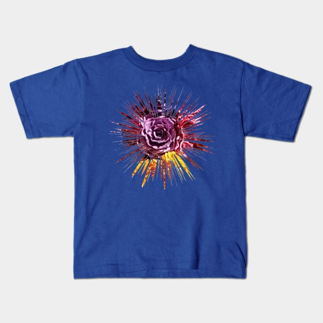 Bursting Purple Rose Kids T-Shirt by Klssaginaw